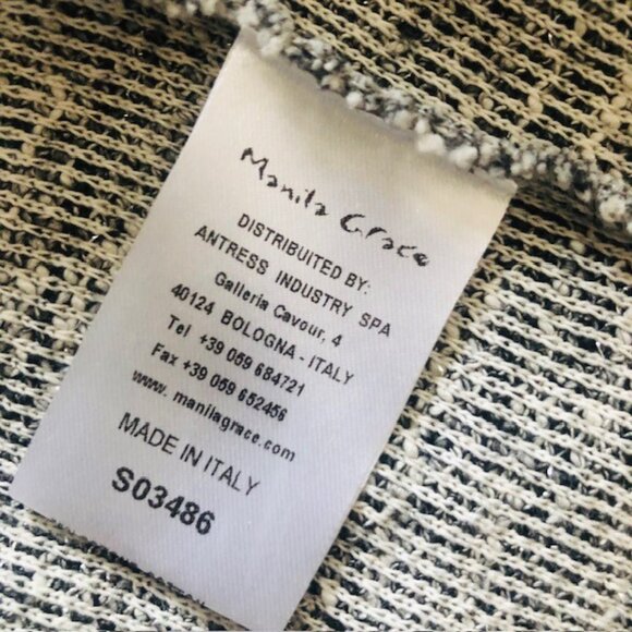 MANILA GRACE Two Tone Gray Silver Marled Texture Short Sleeve Tunic ITALY NEW - Picture 8 of 8